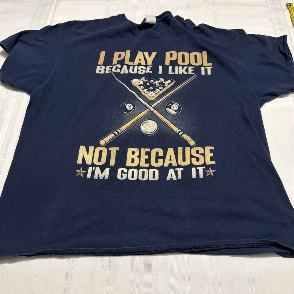 Delta Pro Weight Mens Navy Blue I Play Pool Graphic T-Shirt Billiards Size XL
